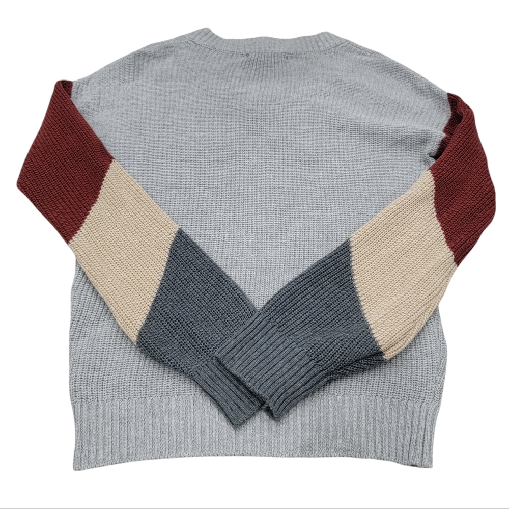 BCBGeneration V-neck Knit Sweater Colorblock Lantern Sleeves Grey Women’… - Picture 5 of 16